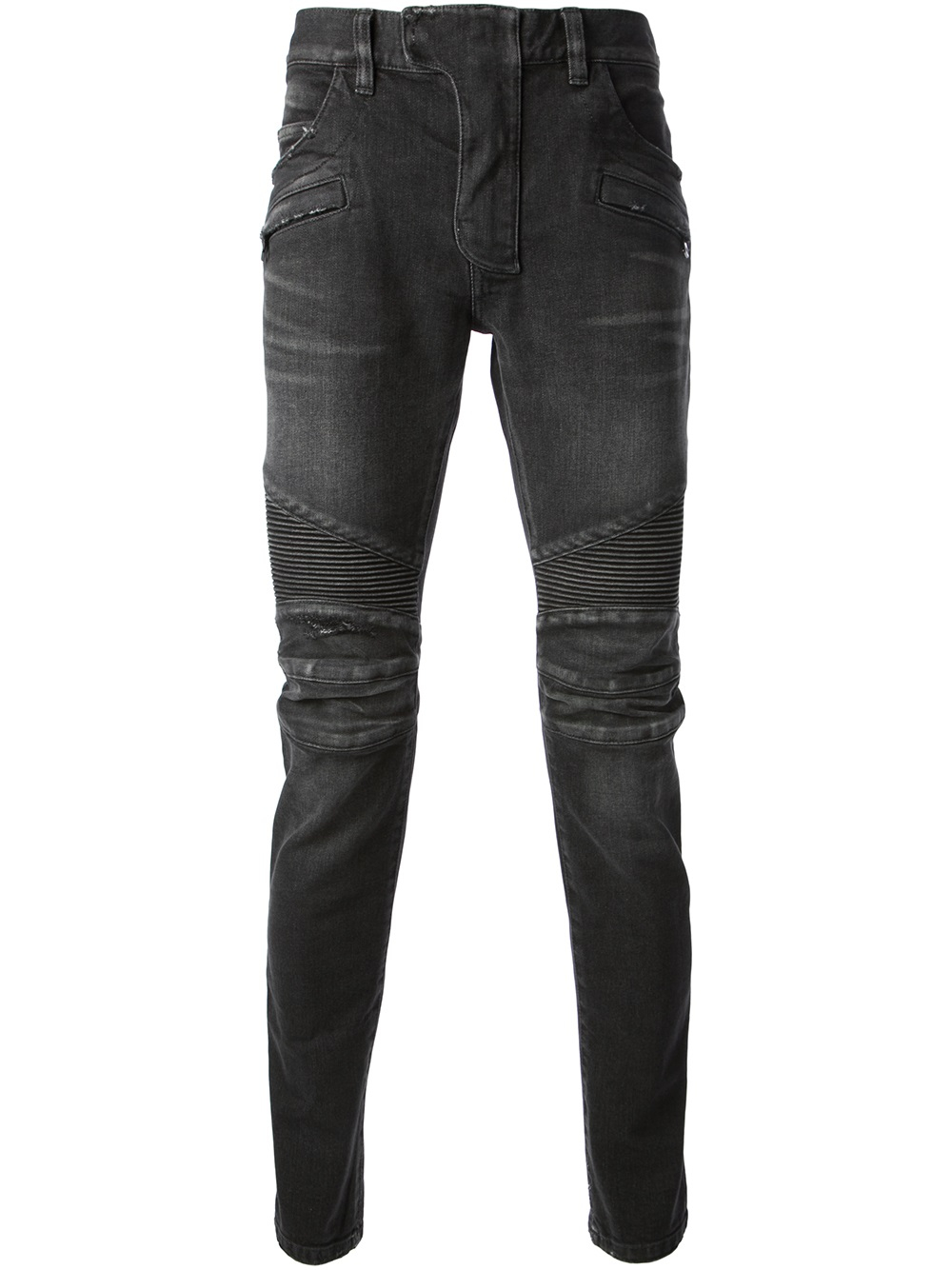 Balmain Skinny Moto Jeans in Black for Men Lyst