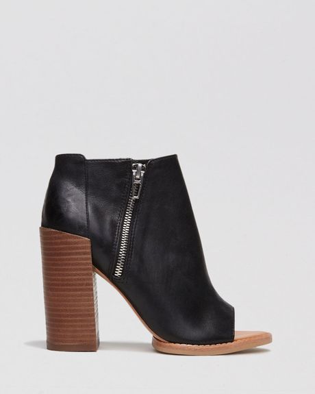 black heels open toe booties