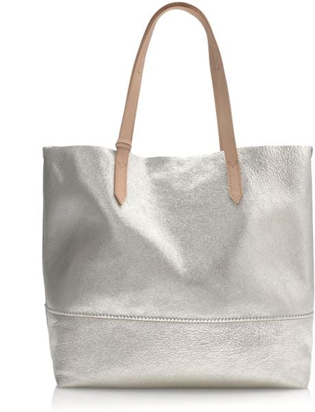 J.crew Downing Tote in Metallic Leather in Gold (pale gold sandstone)