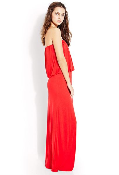 Forever 21 Flounced Maxi Dress in Red