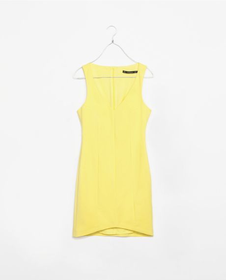 Zara Vneck Dress in Yellow