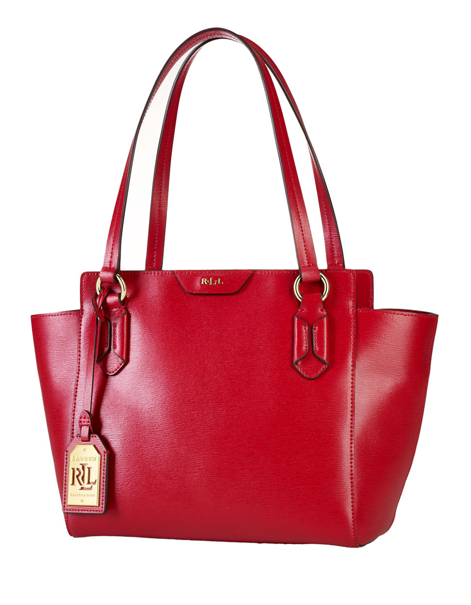 Lauren By Ralph Lauren Tate Leather Modern Shopper Tote Bag in Red (Red