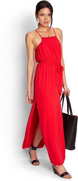 Forever 21 Pleated Moment Maxi Dress in Red