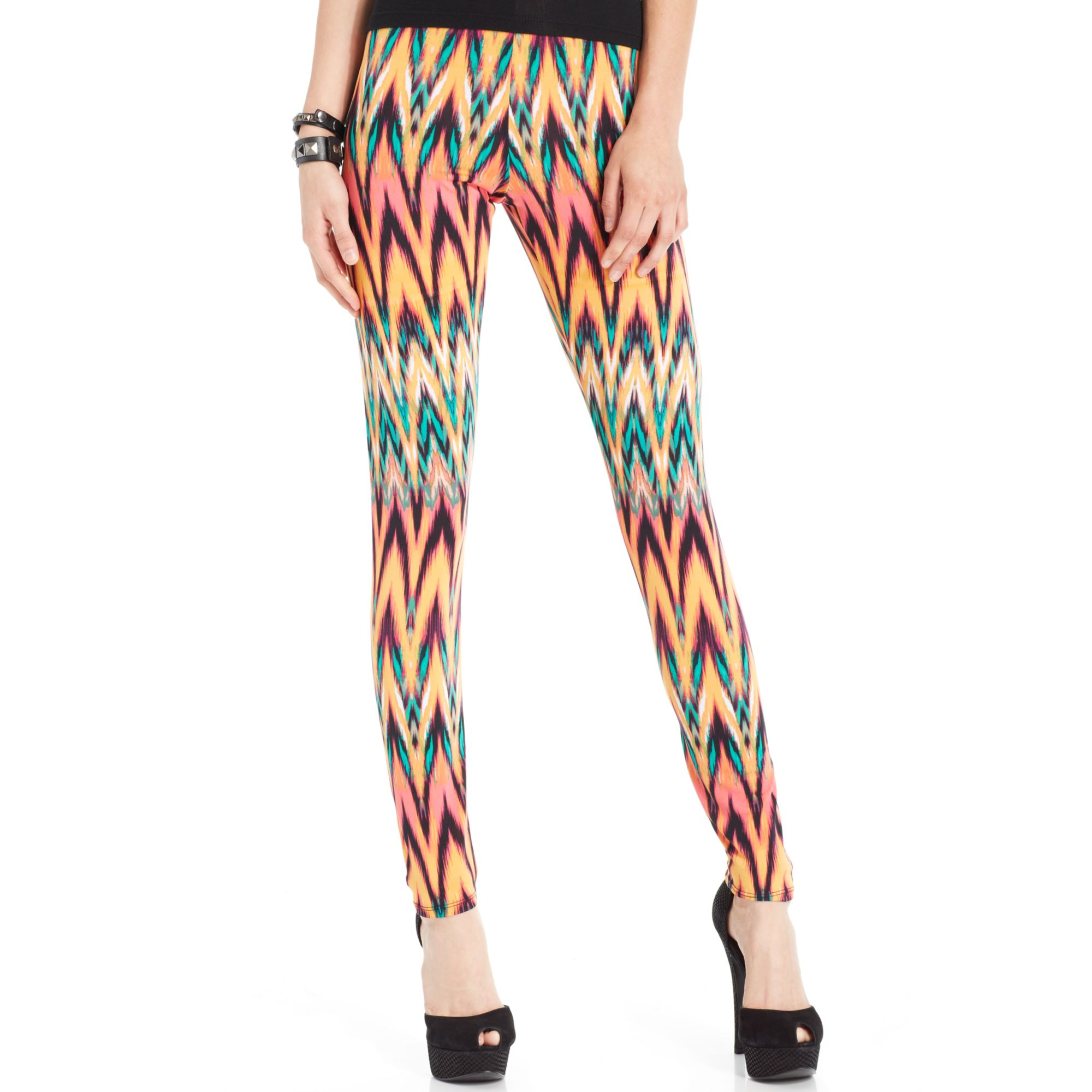 Material Girl Juniors Printed Leggings in Multicolor (Coral IKAT) Lyst