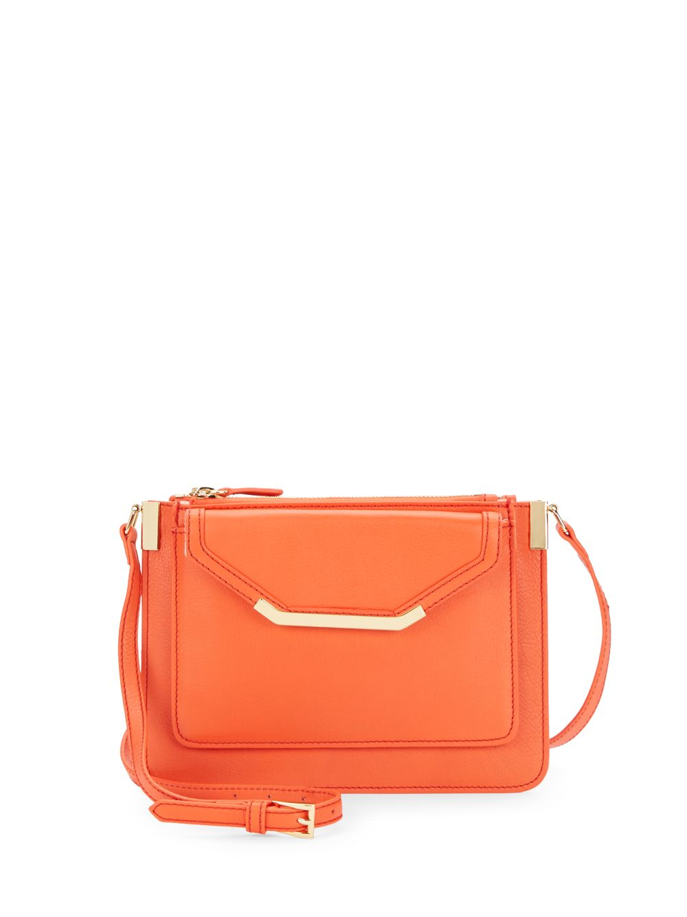 Saks Fifth Avenue Black Label Vivi Leather Crossbody Bag in Orange (coral) | Lyst