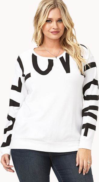 Forever 21 Statement Love Sweatshirt in Black (Creamblack)