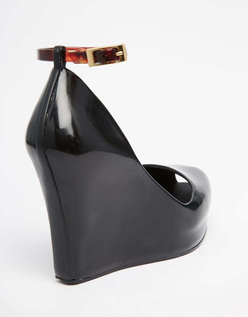 Lyst Melissa Patchuli Peep Toe Wedge Shoes In Black