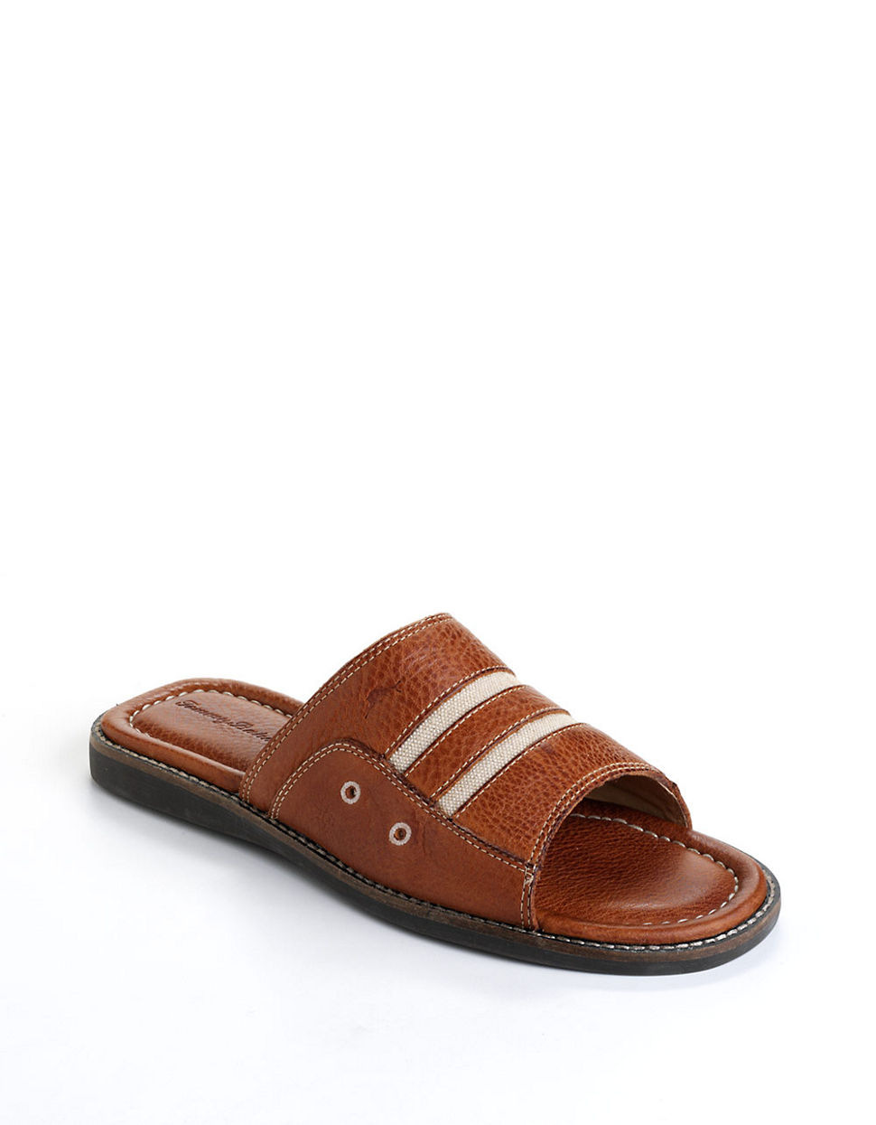 Tommy Bahama Anchors Away Leather Slide Sandals in Brown for Men ...