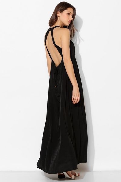 Urban Outfitters Minty Meets Munt Thali Silky Maxi Dress in Black