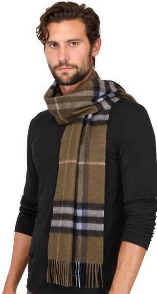 Burberry Giant Check Pattern Cashmere Scarf in Green for Men (OLIVE) | Lyst