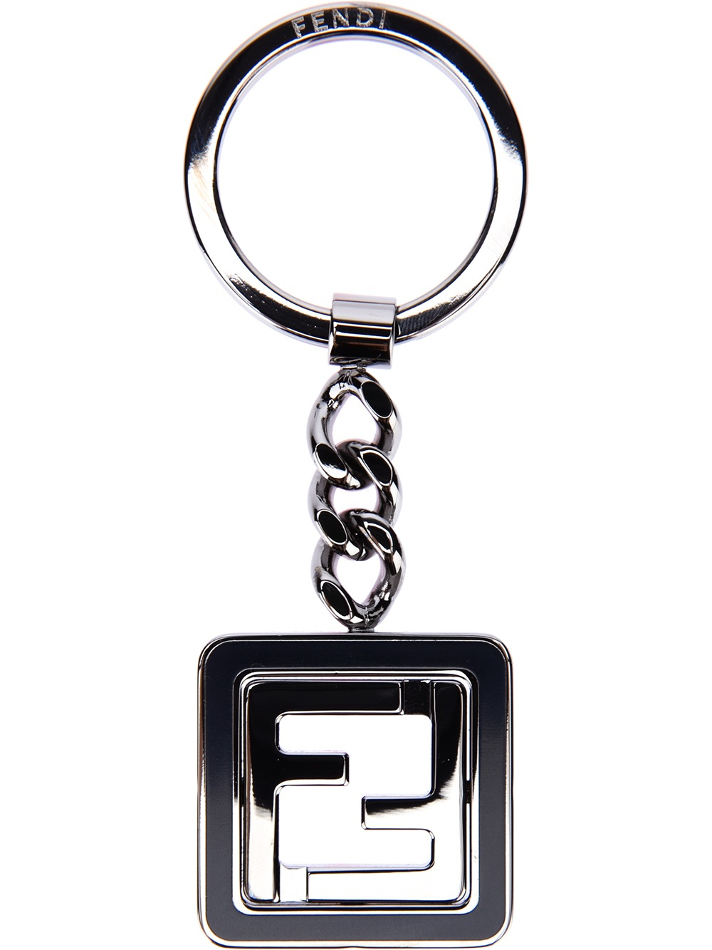Fendi Enamel Logo Key Chain in Silver Lyst