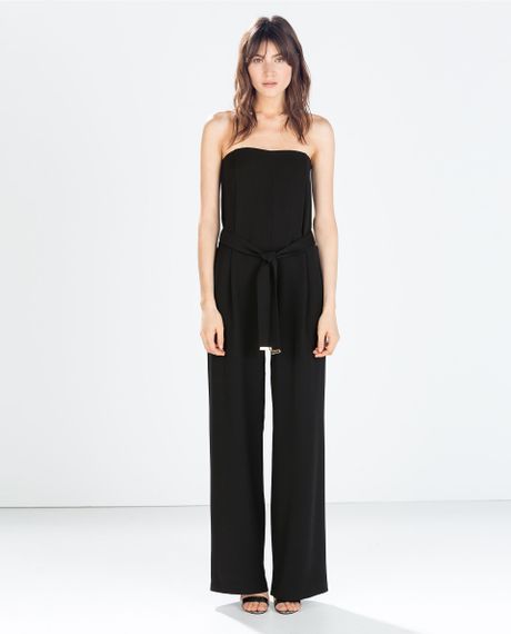 Zara Strapless Long Jumpsuit in Black