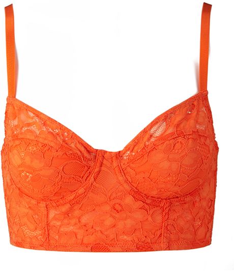 Forever 21 Secret Romance Lace Demi Bra in Orange | Lyst