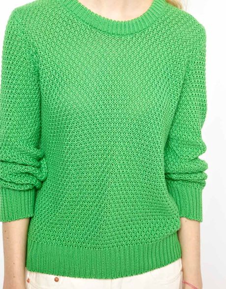 Ymc Handknit Moss Stitch Sweater In Green Lyst