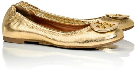 tory burch gold flat shoes