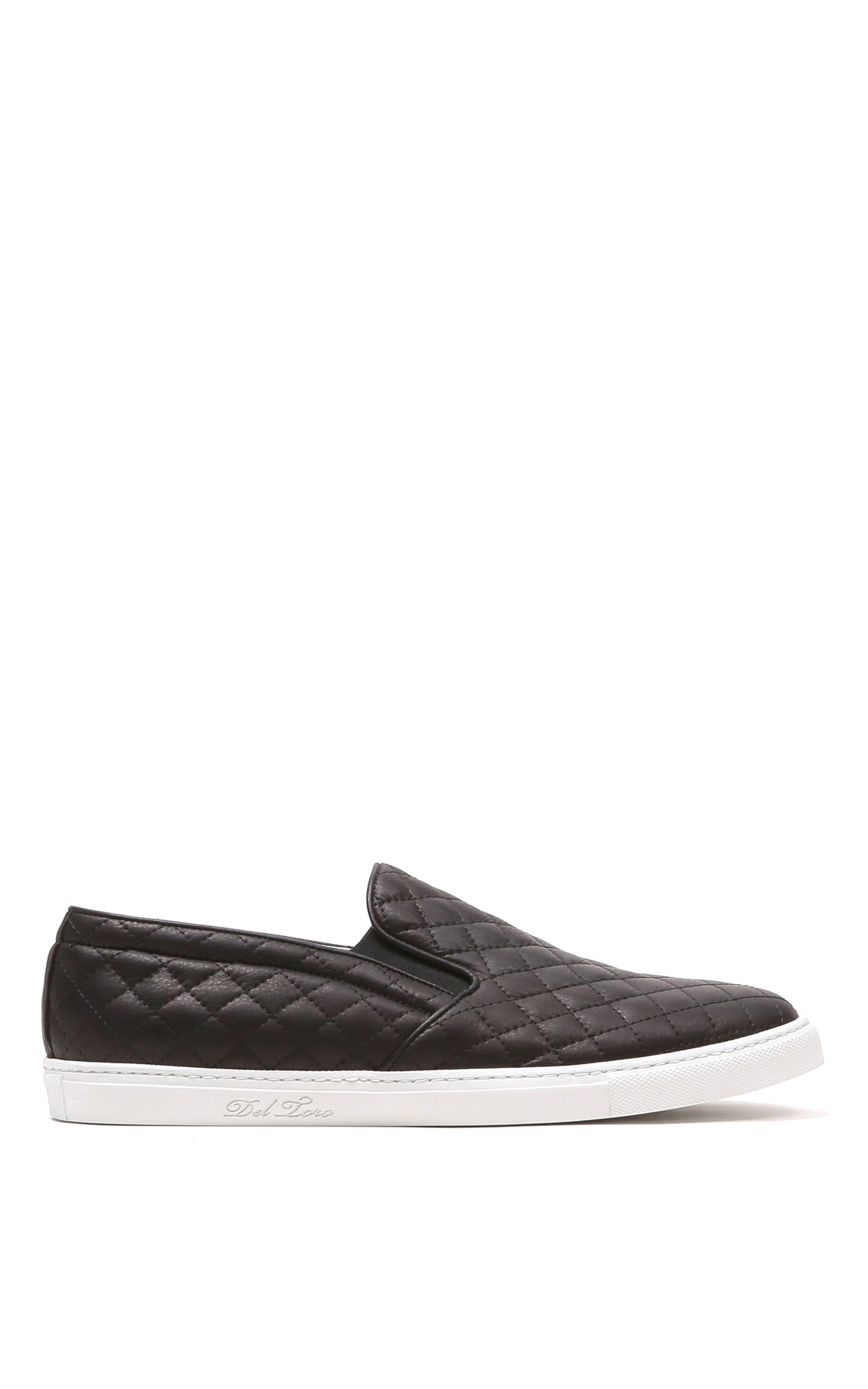 quilted leather slip on shoes