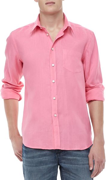 mens pink linen shirts uk