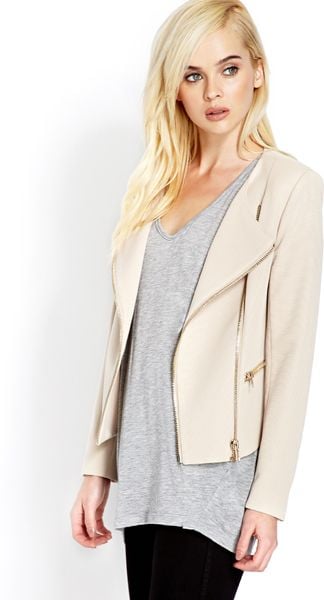 Forever 21 Future Femme Moto Jacket in Beige (Taupe)