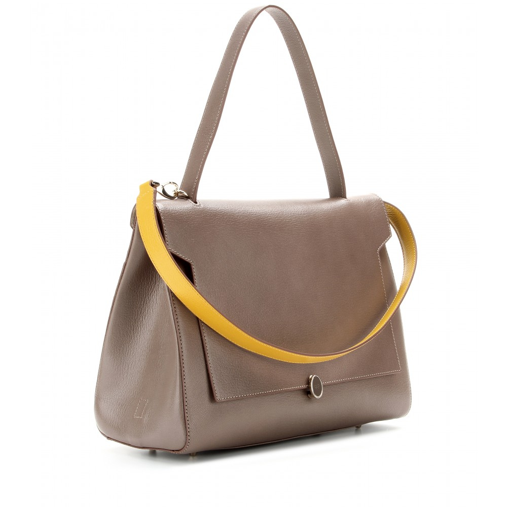 Anya Hindmarch Bathurst Leather Shoulder Bag in Gray (carpa medium grey made in italy) | Lyst