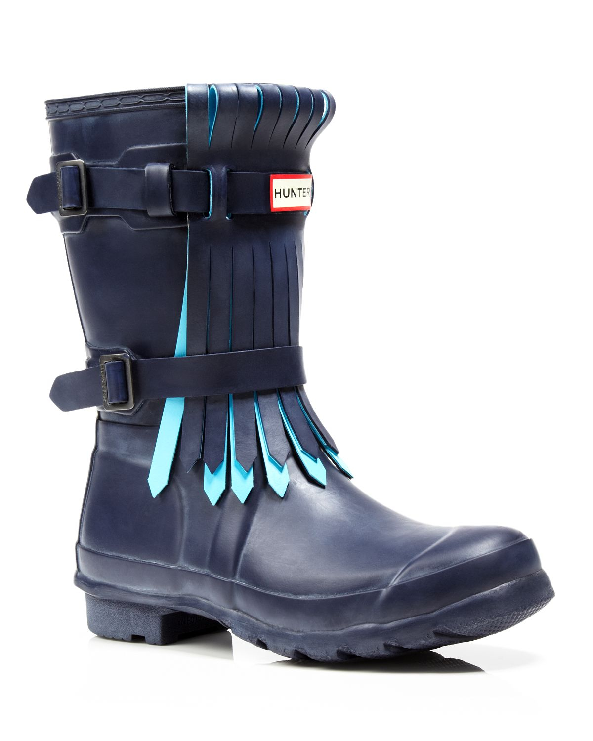 Hunter Rain Boots Original Short Fringe Front in Blue (Blue Multi) Lyst