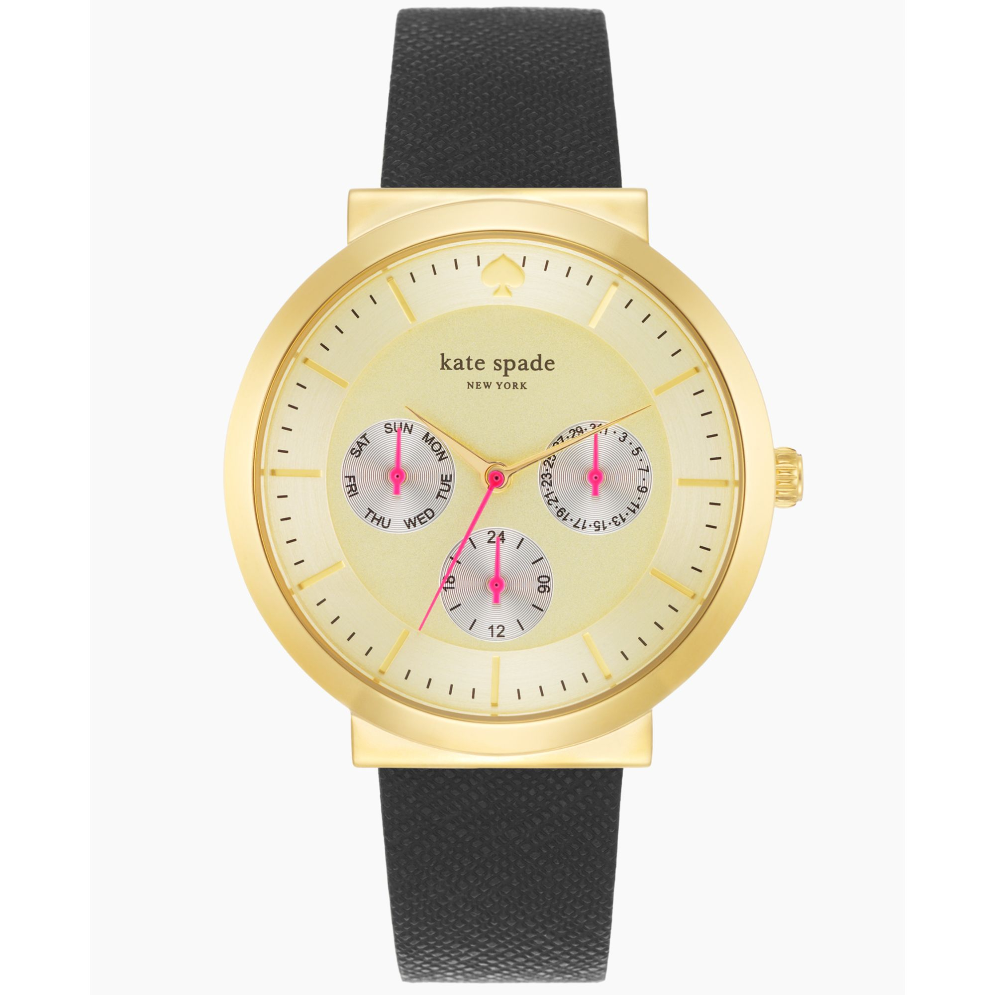 Kate Spade Women'S Metro Grand Black Leather Strap Watch 38Mm 1Yru0510