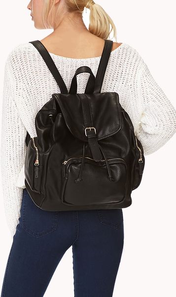 Forever 21 Cool Girl Faux Leather Backpack in Black