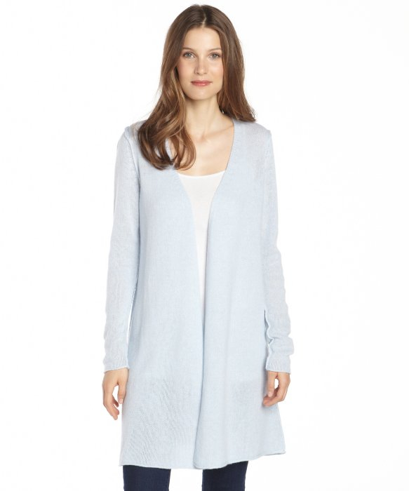 Autumn Cashmere Sky Blue Cashmere Open Front Duster Cardigan in Blue