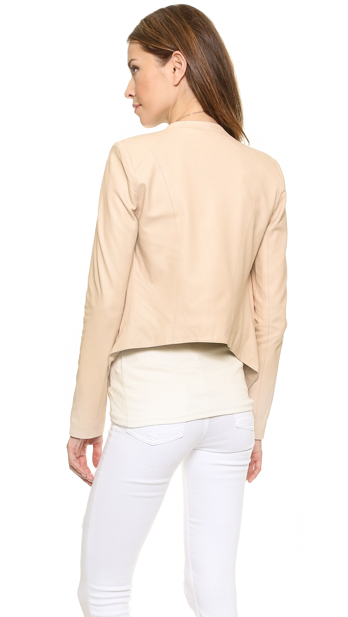 Lyst Bb Dakota Tyne Leather Jacket Grey In Natural