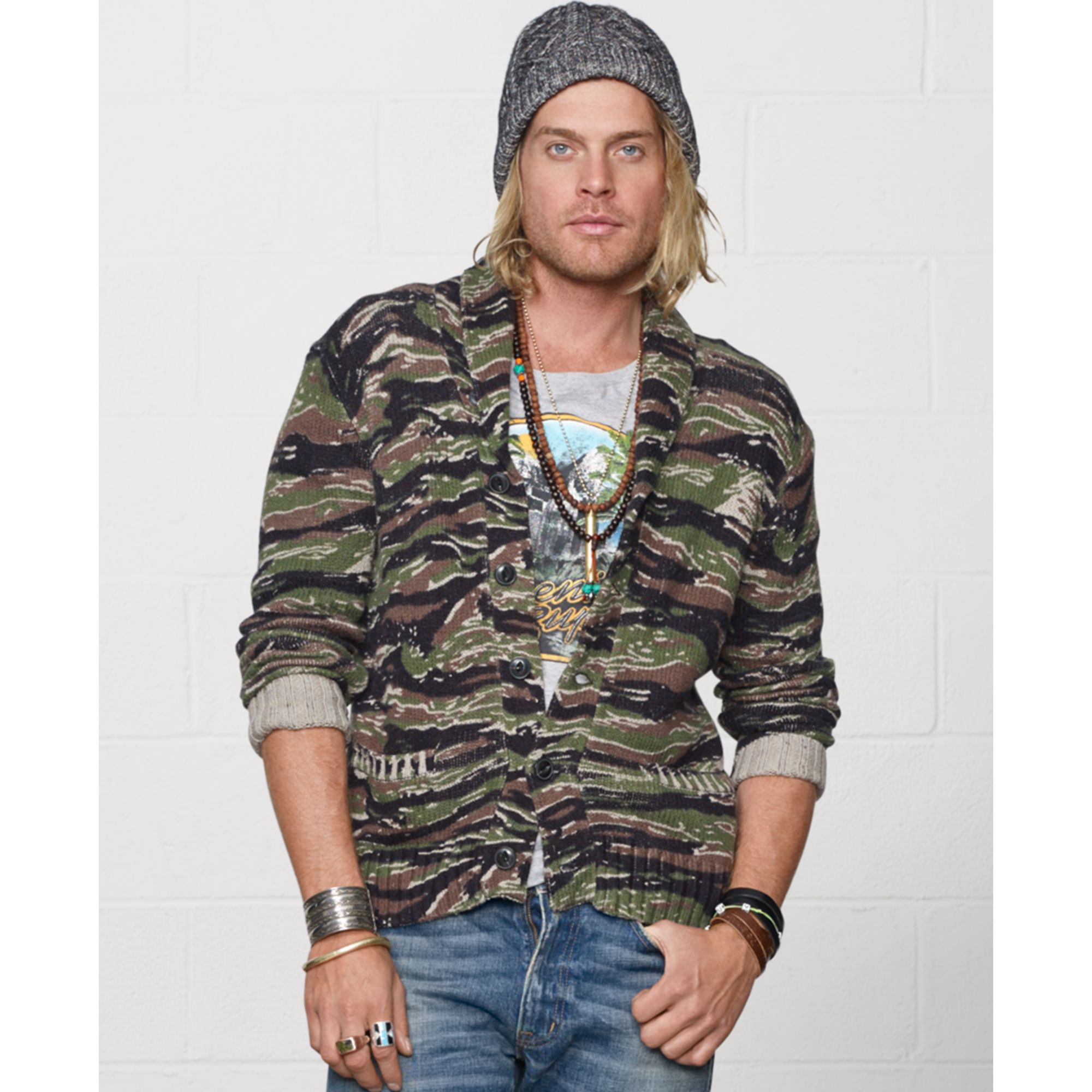 Denim & Supply Ralph Lauren Camouflage Shawlcollar Cardigan in Green for Men (Olive) | Lyst