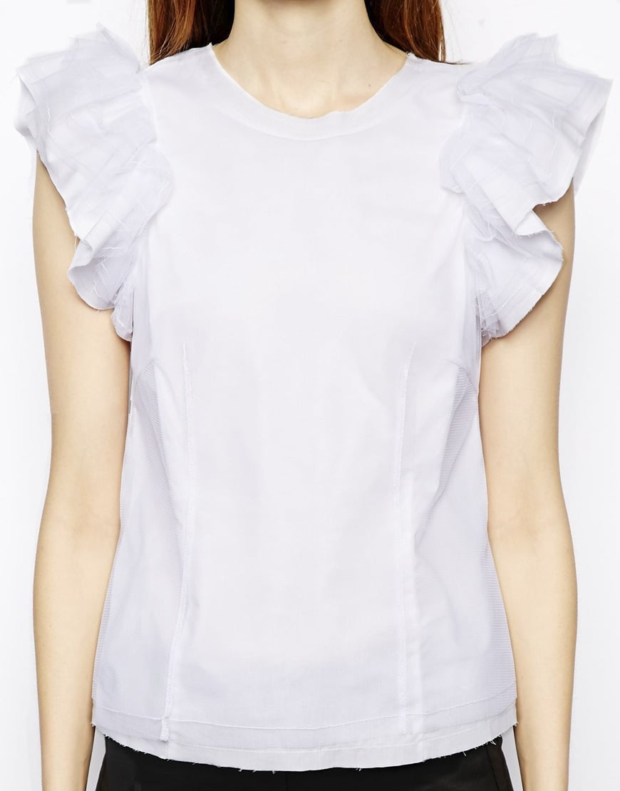 ruffle white tops