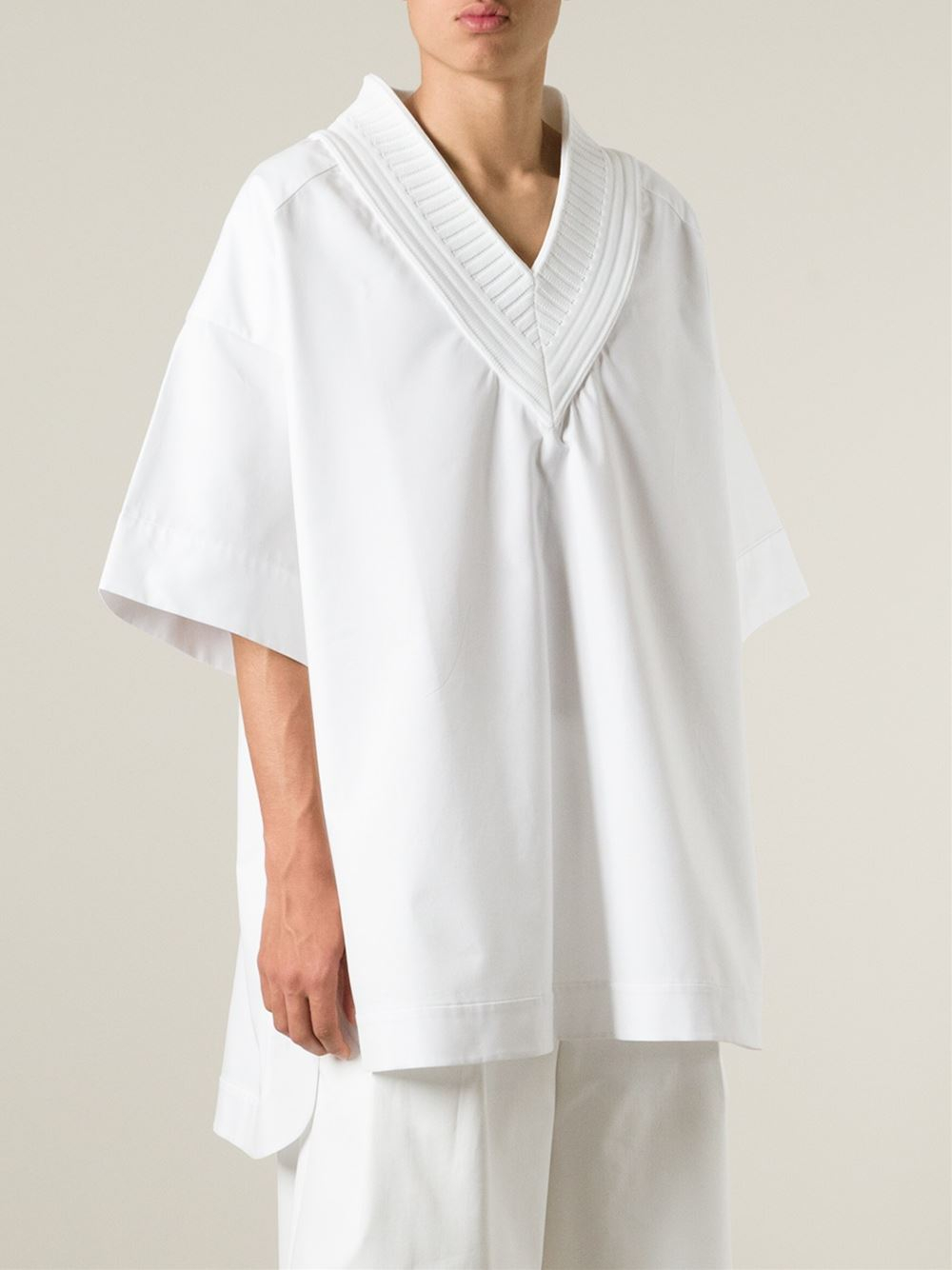 Juun.j RibbedCollar Kimono in White for Men Lyst