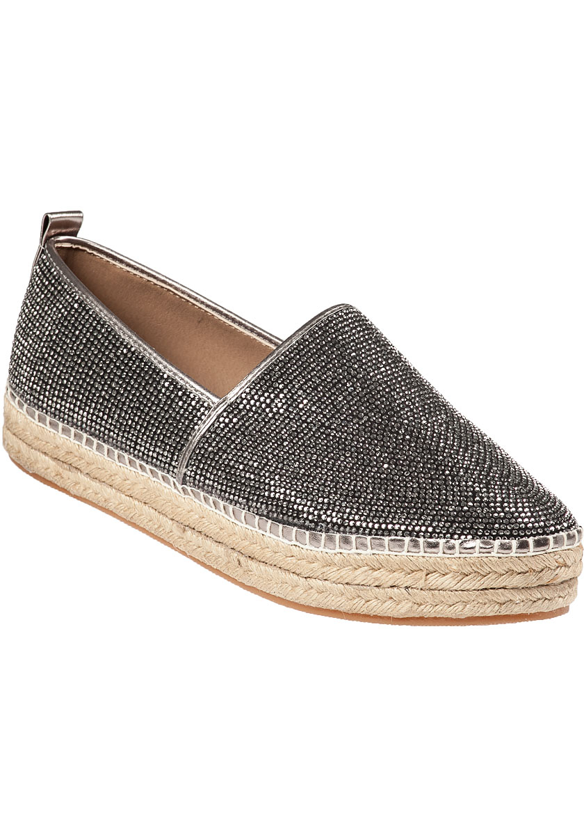 Steve Madden Choppur-R Platform Espadrille Pewter Fabric in Silver ...