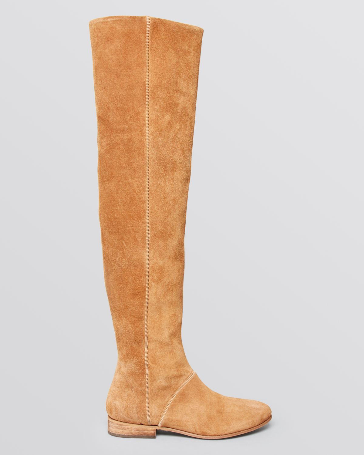 beige over the knee flat boots
