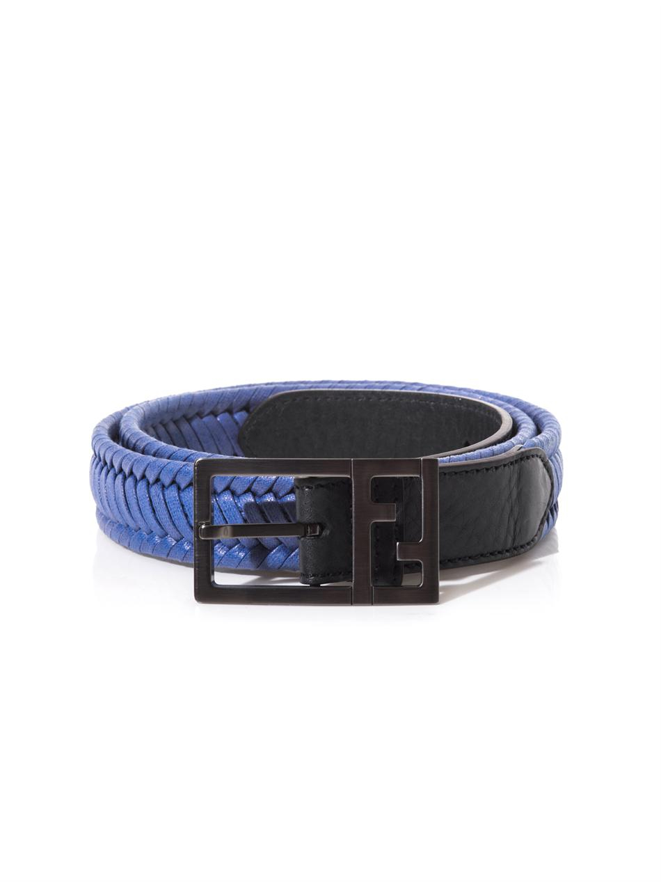 Fendi Coatedcanvas and Leather Belt in Blue for Men | Lyst