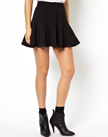 Asos Flippy Skater Skirt In Texture In Black Lyst 5855