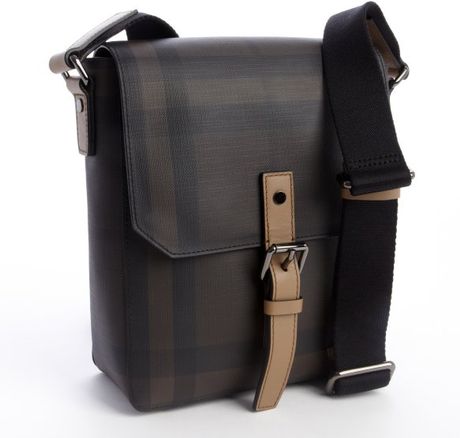 ... Brown and Black Leather Pattern Detail Messenger Bag in Brown for Men