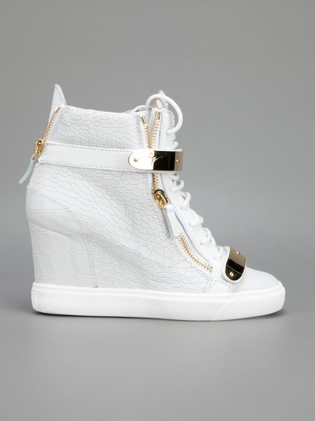 giuseppe zanotti white wedge sneakers