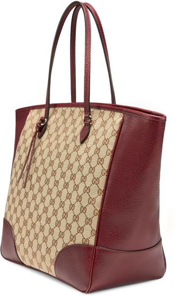 Gucci Bree Medium Gg Canvas Tote Bag in Red (BROWN/RED) | Lyst