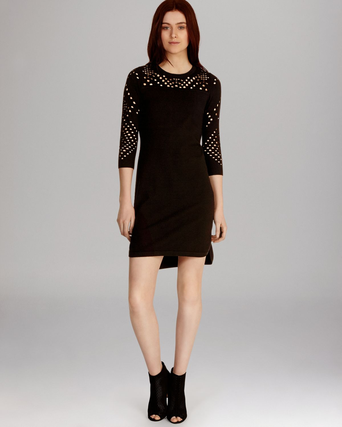 millen dress jumbo mesh knit in black lyst millen dress jumbo mesh knit in black lyst