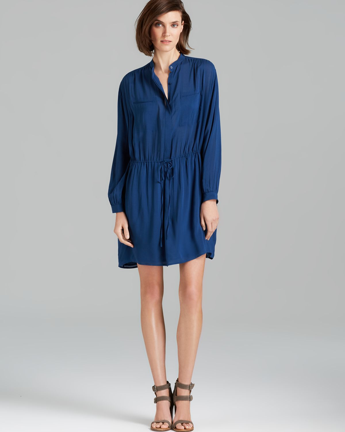 Vince Tunic Dress Shirred Shoulder in Blue (Royal Blue) Lyst