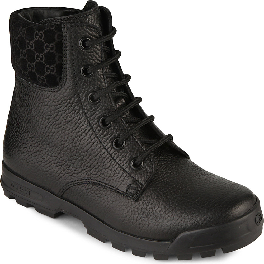 Gucci Leather Biker Boots in Black for Men Lyst