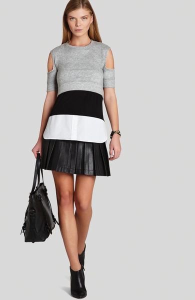 Bcbgmaxazria Mini Skirt Shane Pleated Faux Leather in