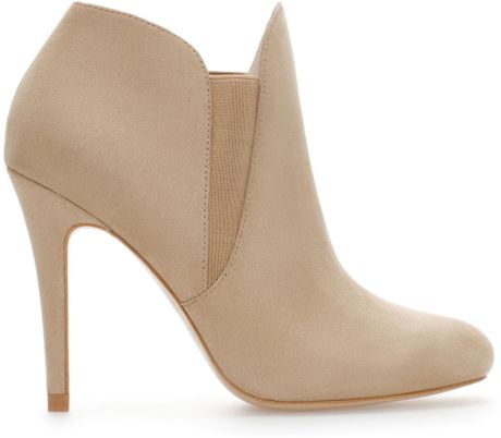 zara low heel leather ankle boots with elastic goring