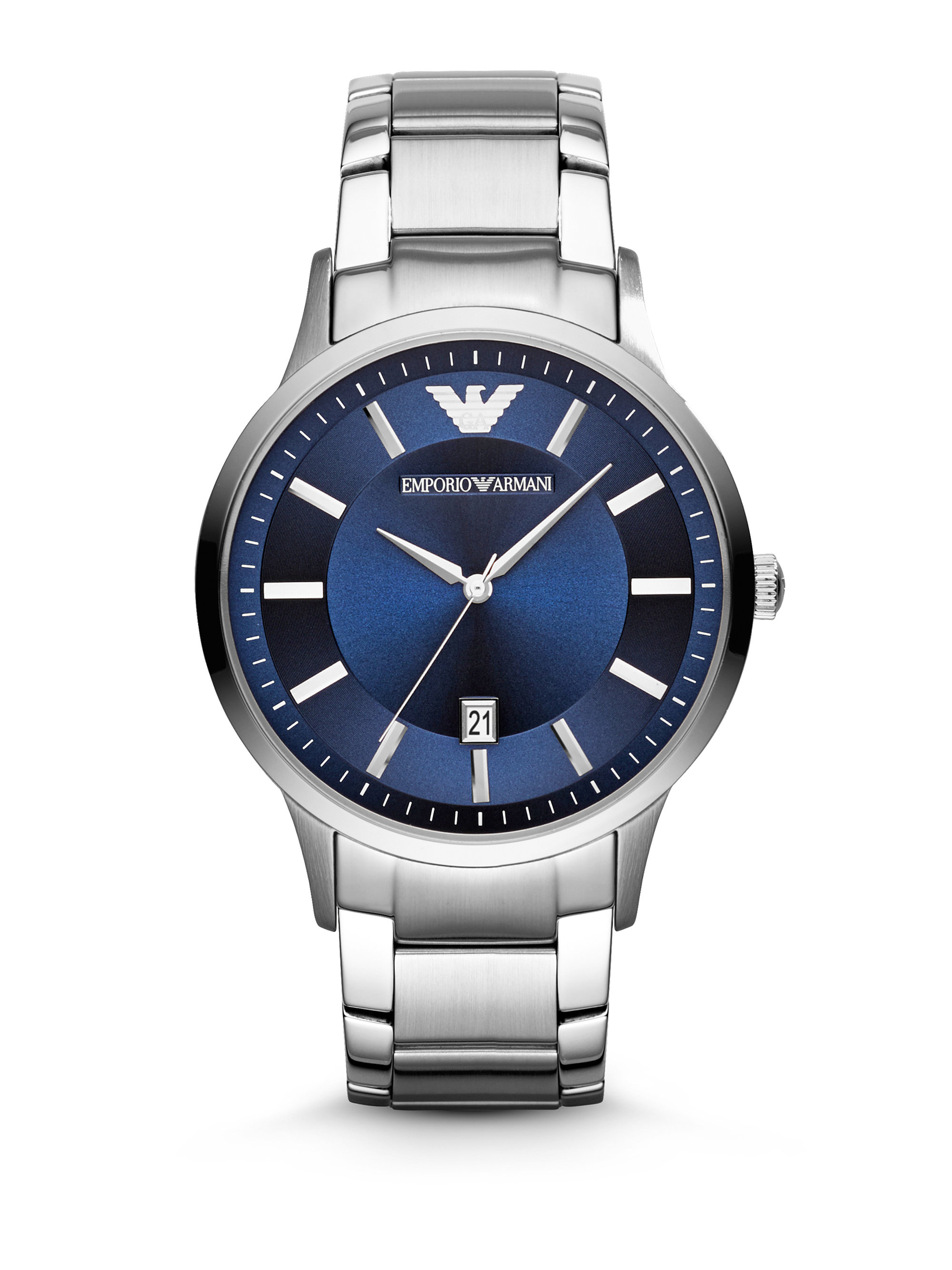 Emporio Armani Round Stainless Steel Watch in Silver for Men (STAINLESS Emporio Armani Stainless Steel Watch