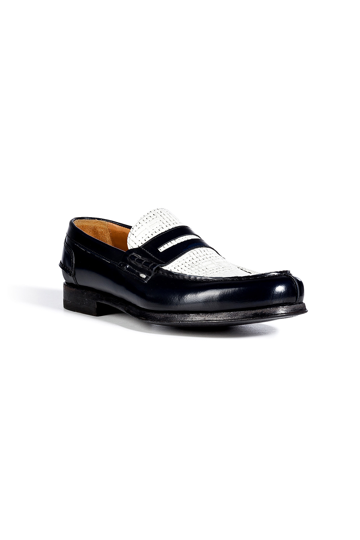 two tone penny loafers black and white