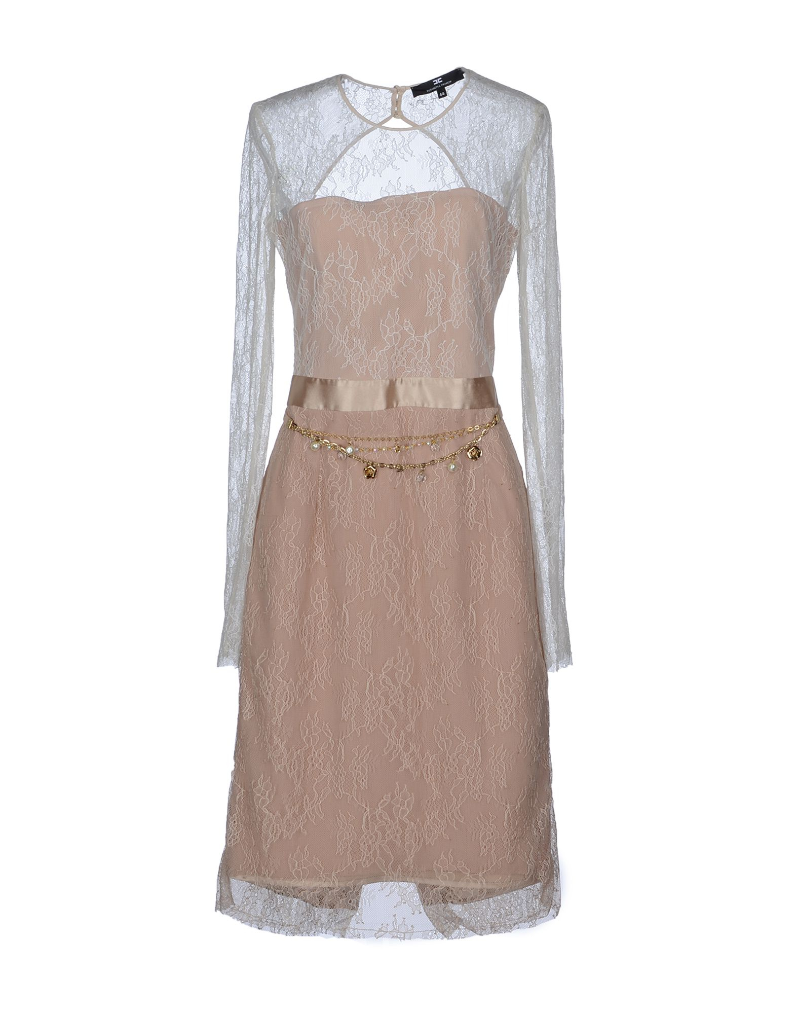 Elisabetta Franchi Kneelength Dress in Beige | Lyst