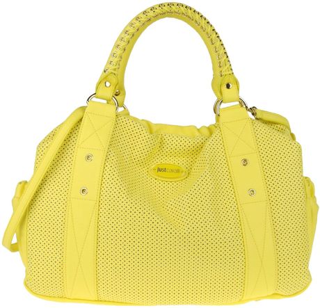 Just Cavalli Large Fabric Bag in Yellow