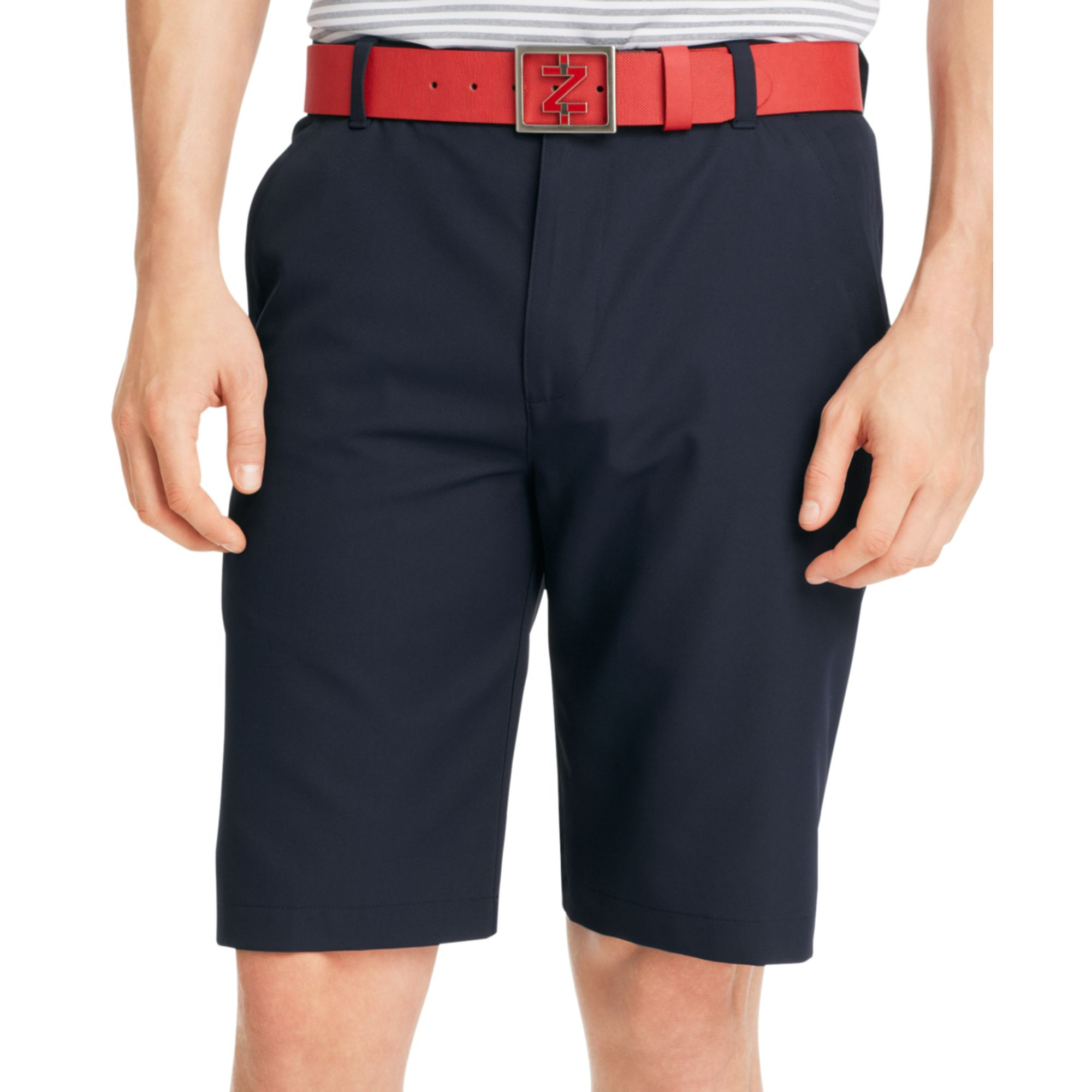 Izod Golf Shorts, Solid Flat Front Golf Shorts In Blue For Men 