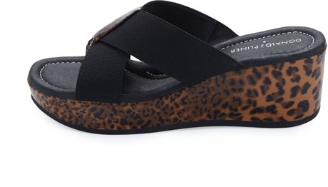 Donald J Pliner Shina Leopard Cross Sandal Wedge Blackbrown in Black ...