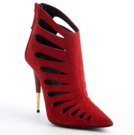 red cut out booties